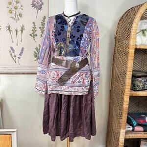 Sheer Floral Paisley Velvet Burnout Top Boho Hippie Whimsigoth Fairy Grunge S